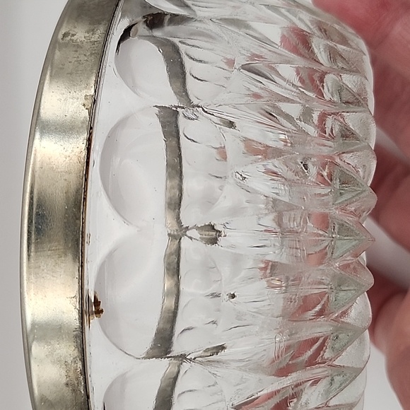 Vintage Crystal Glass Bowl with Stainless Rim - Picture 7 of 8